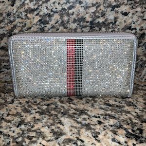 Bling Rhinestone Green and Red Stripe Wallet